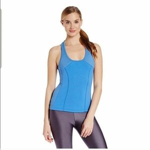 Zaggora Hot Neoprene Sauna Workout Tank Top Blue Yellow Medium